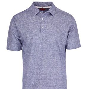 ISAIA Blue Linen & Cotton Short Sleeve Polo | L